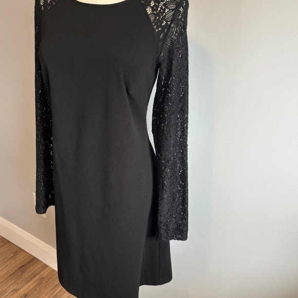 Tommy Hilfiger, Women's Black, Long Sleeve Lace, Shift Dress SZ 8 - Picture 3 of 8